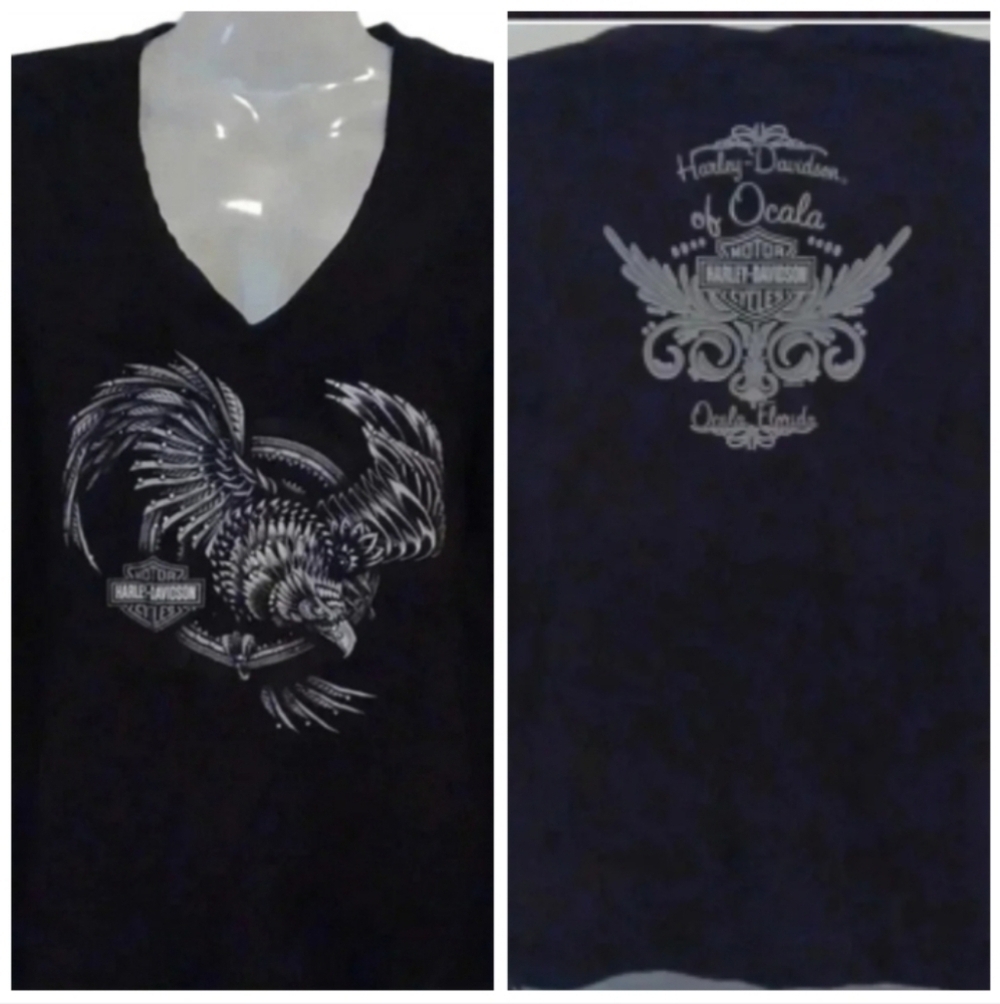 - Harley-Davidson V-neck long sleeve top Women's Size Large - Picture 2 of 9